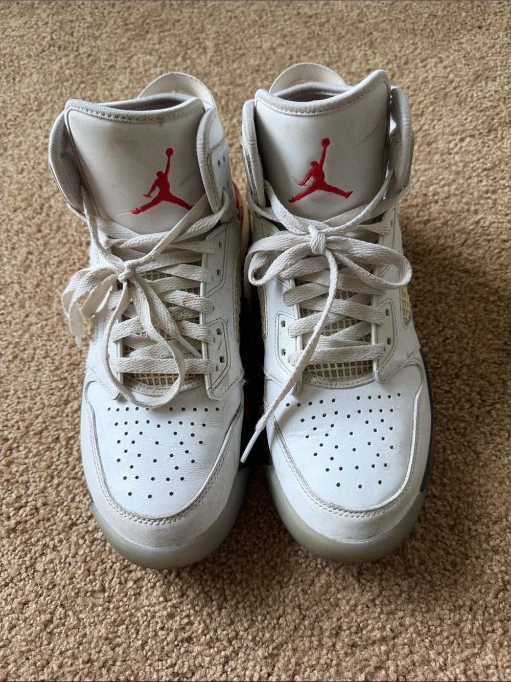 Jordan Men’s MARS 270 White and Fire Red High-Top Sneakers